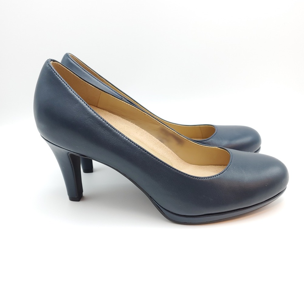 Naturalizer Michelle Classic Navy Leather Pumps Heels Women's 7.5 Wide